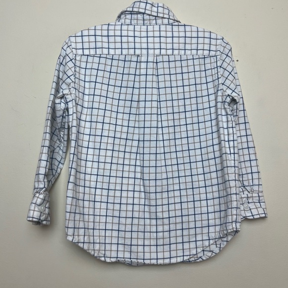 Janie & Jack white Blue Beige Checked Button Down  Up Shirt 3T - Picture 3 of 9